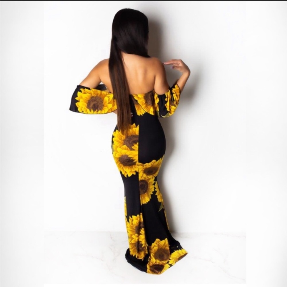 Sunflower Stretch Floral Maxi Bodycon Summer Dress - Picture 3 of 8